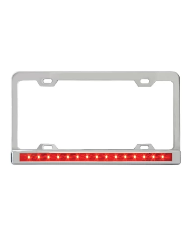 4 HOLES CR. LIC. FRAME W/12" RED/RED LED & CR. PL BEZEL 4 HOLES CR. LIC. FRAME W/12" RED/RED LED & CR. PL BEZEL