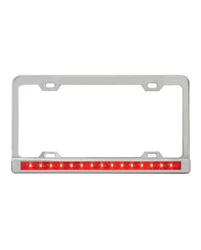 4 HOLES CR. LIC. FRAME W/12" RED/RED LED & CR. PL BEZEL