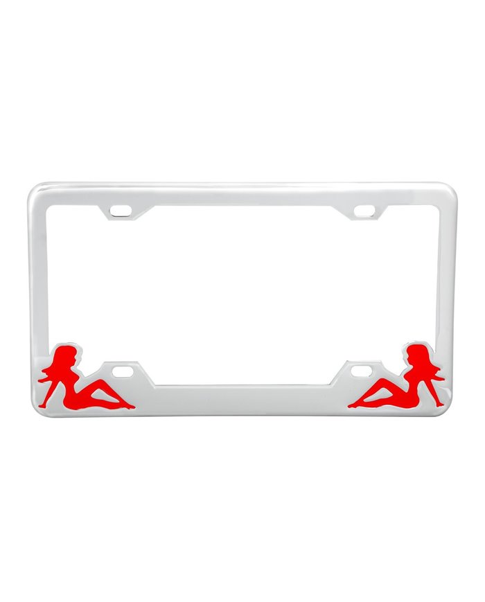 CR. LICENSE PLATE FRAME W/ RED NUDES