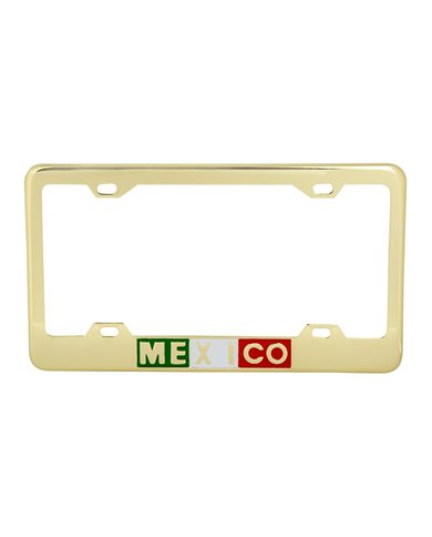 GOLD COLOR MEXICO LICENSE PLATE FRAME GOLD COLOR MEXICO LICENSE PLATE FRAME