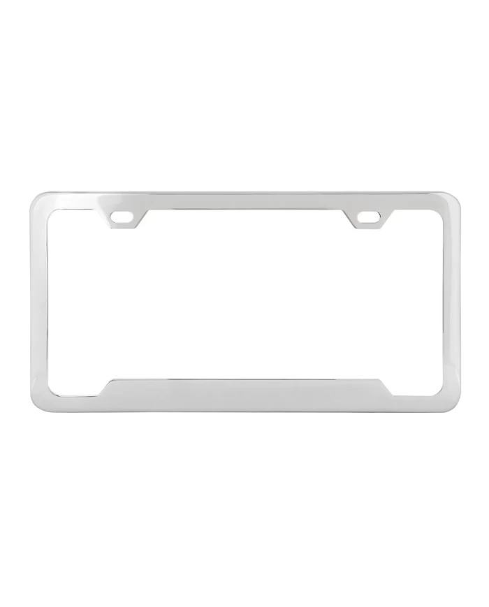 S.S. LICENSE PLATE FRAME,PLAIN BOTTOM CENTER RAISED, 2 HOLES S.S. LICENSE PLATE FRAME,PLAIN BOTTOM CENTER RAISED, 2 HOLES