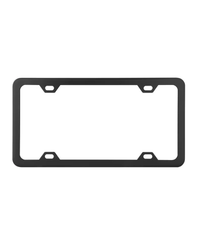 FLAT/MATTE BLACK POWDER COATED LICENSE FRAME, 9/16", 4 HOLES FLAT/MATTE BLACK POWDER COATED LICENSE FRAME, 9/16", 4 HOLES