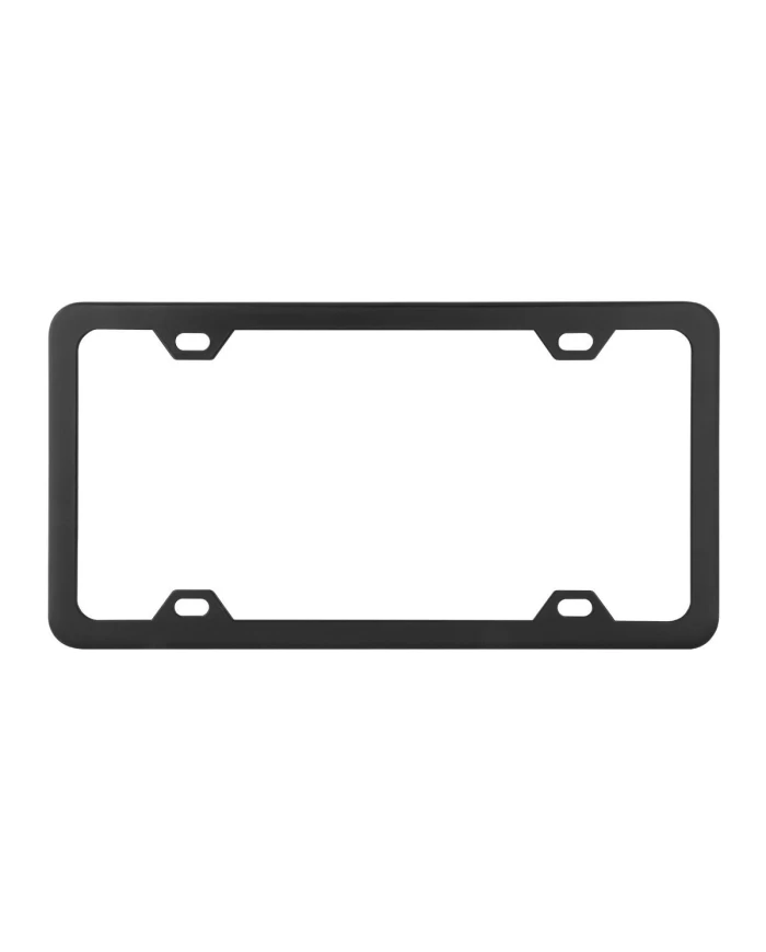FLAT/MATTE BLACK POWDER COATED LICENSE FRAME, 9/16", 4 HOLES FLAT/MATTE BLACK POWDER COATED LICENSE FRAME, 9/16", 4 HOLES