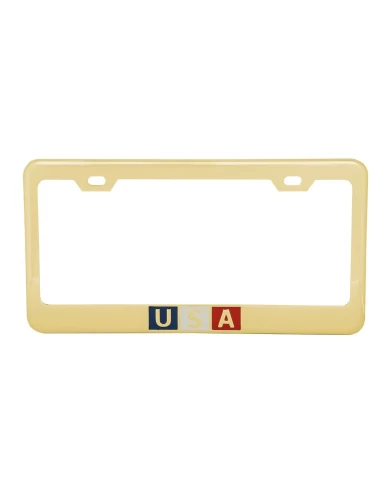 BRASS PLATED USA LICENSE PLATE FRAME - 2 HOLES BRASS PLATED USA LICENSE PLATE FRAME - 2 HOLES