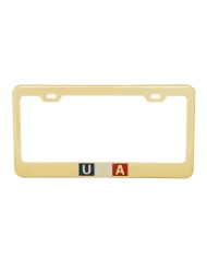 BRASS PLATED USA LICENSE PLATE FRAME - 2 HOLES BRASS PLATED USA LICENSE PLATE FRAME - 2 HOLES