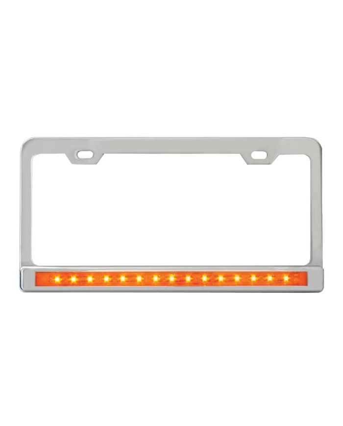 CR. 2 HOLES LIC. FRAME W/12" AMBER/AMBER LED & CR. PL BEZEL CR. 2 HOLES LIC. FRAME W/12" AMBER/AMBER LED & CR. PL BEZEL