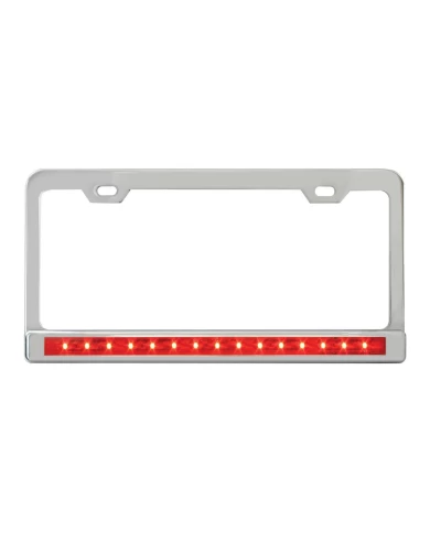 CR. 2 HOLES LIC. FRAME W/12" RED/RED LED & CR. PL BEZEL CR. 2 HOLES LIC. FRAME W/12" RED/RED LED & CR. PL BEZEL