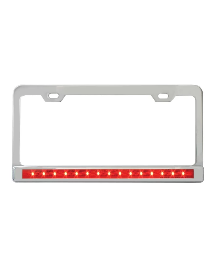 CR. 2 HOLES LIC. FRAME W/12" RED/RED LED & CR. PL BEZEL