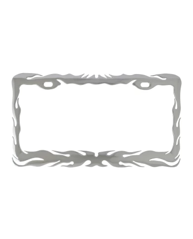 CR. FLAME STYLE LICENSE PLATE FRAME, 2 HOLES CR. FLAME STYLE LICENSE PLATE FRAME, 2 HOLES