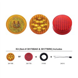 UP38177BRK-13 LED 2.5" Round Light Kit (Clearance/Marker) - Red LED/Red Lens