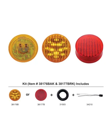 UP38177BRK-13 LED 2.5" Round Light Kit (Clearance/Marker) - Red LED/Red Lens