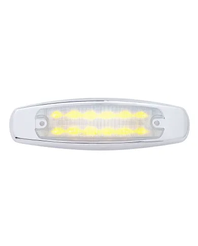 UP38218-12 LED Rectangular Light (Clearance/Marker) With Chrome Bezel - Amber LED/Clear Lens