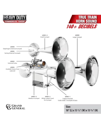 CR. HEAVY DUTY TRAIN HORN W/ S.S. "L" BASE BRACKET CR. HEAVY DUTY TRAIN HORN W/ S.S. "L" BASE BRACKET