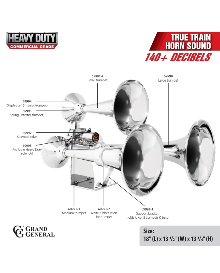 CR. HEAVY DUTY TRAIN HORN W/ S.S. "L" BASE BRACKET