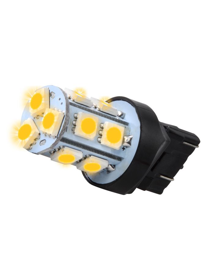 7443 AMBER 13 LED TOWER STYLE LIGHT BULBS, 12V, PAIR