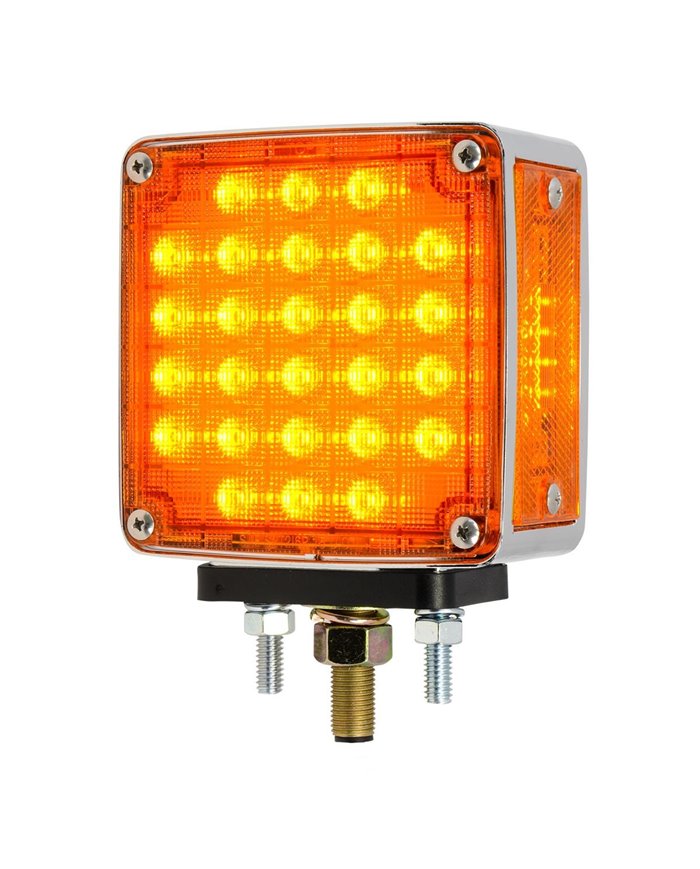 SQ. SMART DYNAMIC DOUBLE FACE AMBER/RED 26 LED LIGHT, D/SIDE