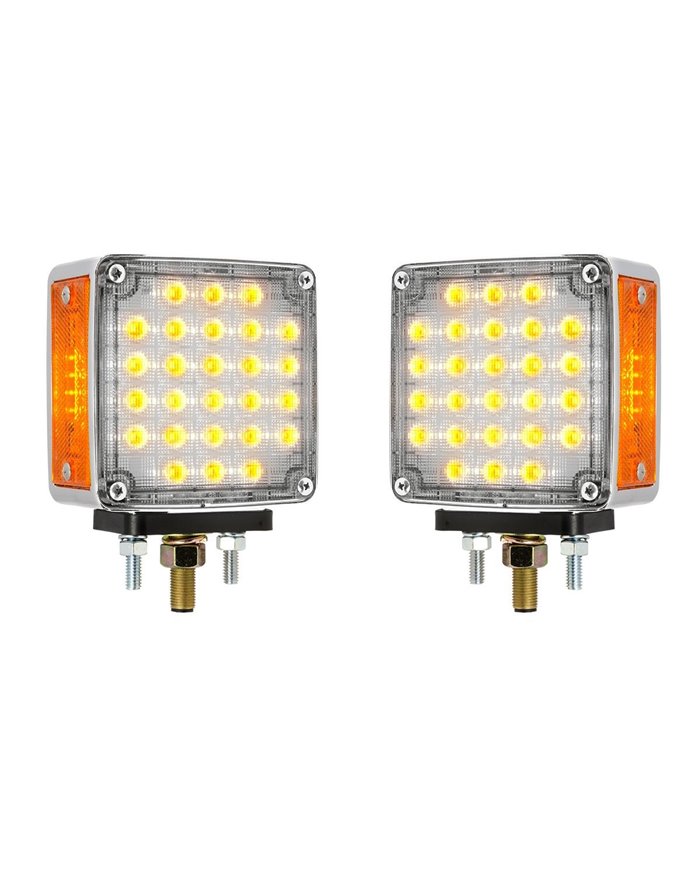 SQ. SMART DYNAMIC DOUBLE FACE AMBER/RED/CLEAR LED, TWIN PACK