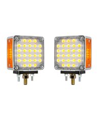 SQ. SMART DYNAMIC DOUBLE FACE AMBER/RED/CLEAR LED, TWIN PACK