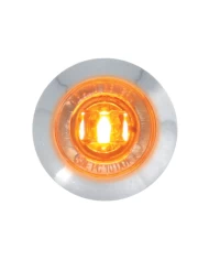 1-1/4" AMBER/CLEAR 1LED DUAL FUN. LIGHT W/BEZEL&NUT, 3WIRES