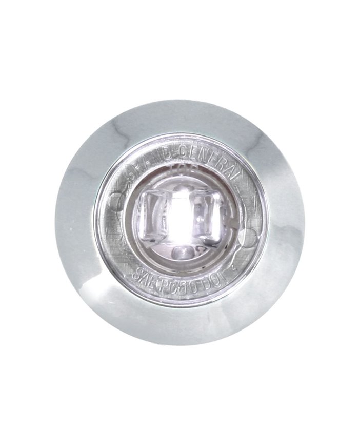 1-1/4" WHITE/CLEAR 1LED INT. LIGHT W/BEZEL&NUT, 3 WIRES