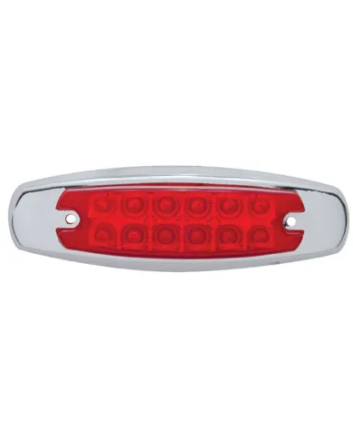 UP38306-12 LED Reflector Rectangular Light With Bezel (Clearance/Marker) - Red LED/Red Lens