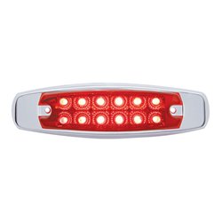UP38306-12 LED Reflector Rectangular Light With Bezel (Clearance/Marker) - Red LED/Red Lens