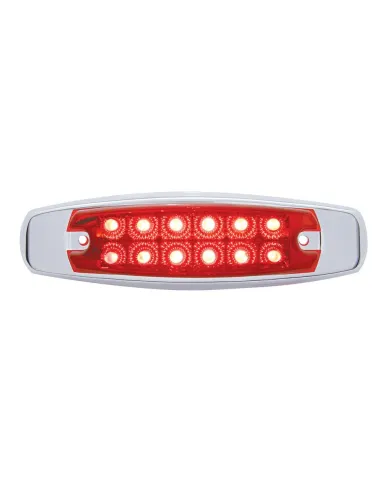 UP38306-12 LED Reflector Rectangular Light With Bezel (Clearance/Marker) - Red LED/Red Lens