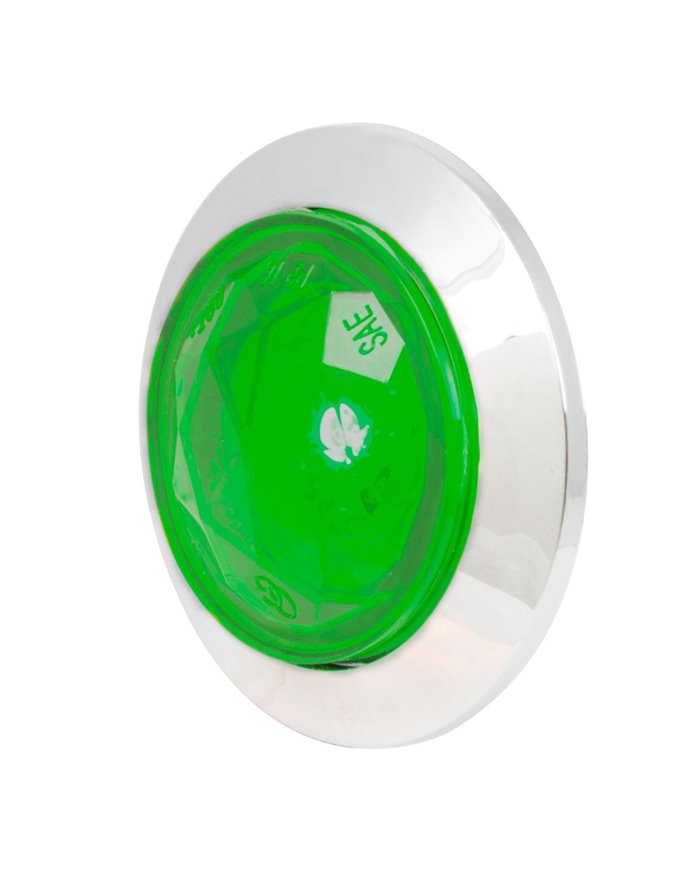 1-1/4" GREEN/GRN DIAMOND 1LED DUAL FUNC. LIGHT W/CR. BEZEL