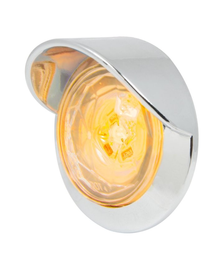1-1/4" AMBER/CLR DIAMOND 1LED DUAL FN. LIGHT W/CR. VISOR BZ