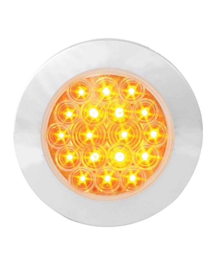 GG75871 - 4" FLEET AMBER/CLEAR 18 LED FLANGE MOUNT W/BEZEL, 3 PRONG GG75871 - 4" FLEET AMBER/CLEAR 18 LED FLANGE MOUNT W/BEZEL, 3 PRONG
