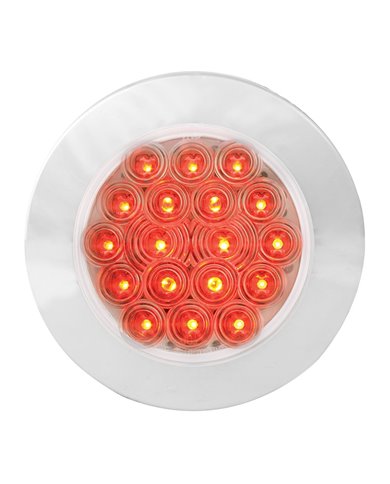 GG75873 - 4" FLEET RED/CLEAR 18 LED FLANGE MOUNT W/BEZEL, 3 PRONG GG75873 - 4" FLEET RED/CLEAR 18 LED FLANGE MOUNT W/BEZEL, 3 PRONG