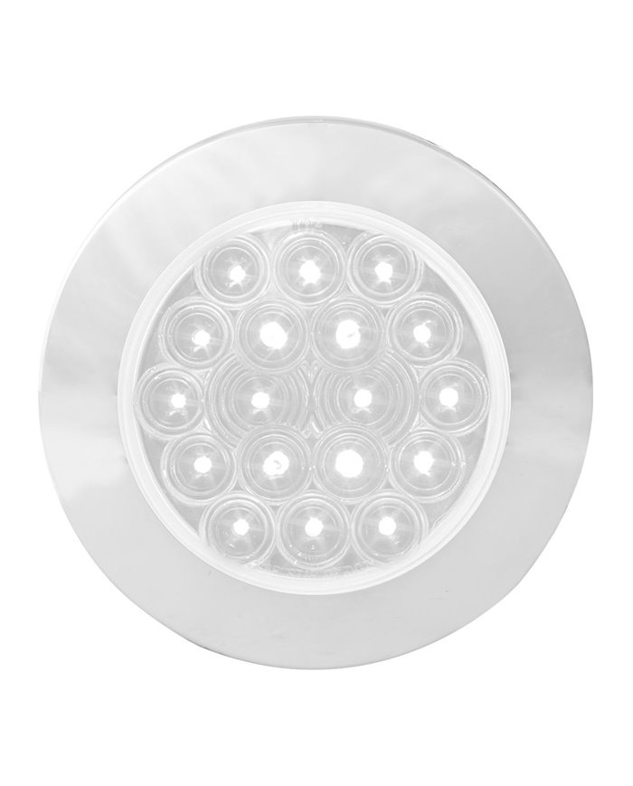 GG75874 - 4" FLEET WHITE/CLEAR 18 LED FLANGE MOUNT W/BEZEL, 3 PRONG