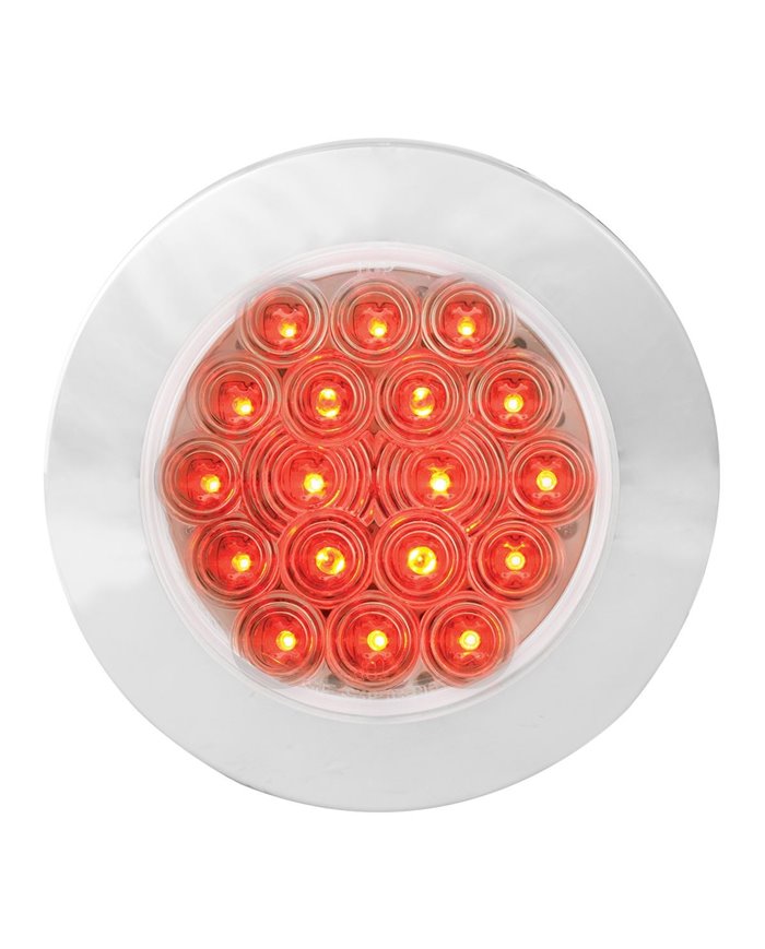GG75883 - 4" FLEET RED/CLEAR 18 LED FLANGE MOUNT W/BEZEL, 3 WIRES