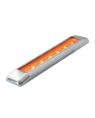 GG76040 - 6-1/4" ULTRA THIN AMBER/AMBER 6LED LIGHT BAR W/CR. PL. BEZEL