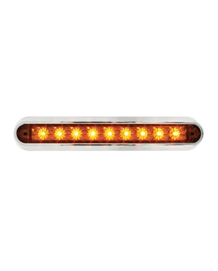 GG76090 - 6.5" AMBER/AMBER 9 LED LIGHT BAR W/CR. PLASTIC BASE MOUNT