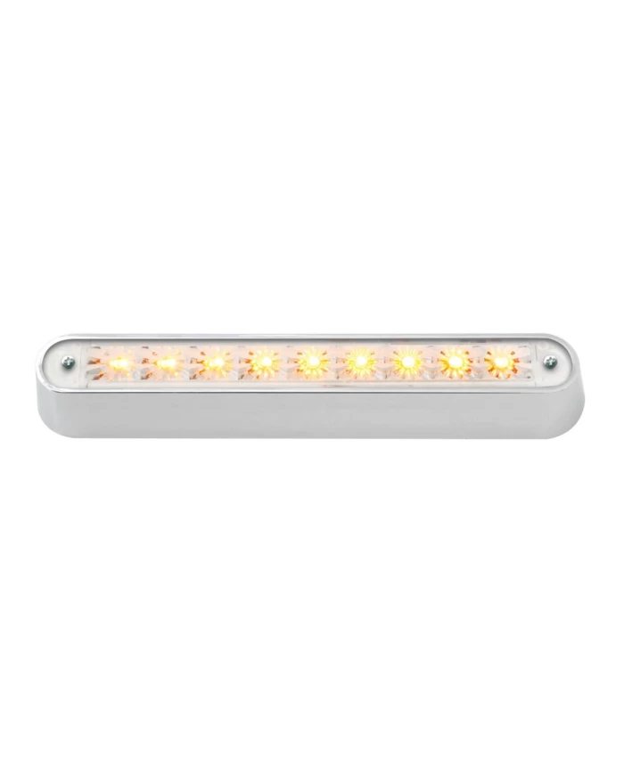 GG76091 - 6.5" AMBER/CLEAR 9 LED LIGHT BAR W/CR. PLASTIC BASE MOUNT