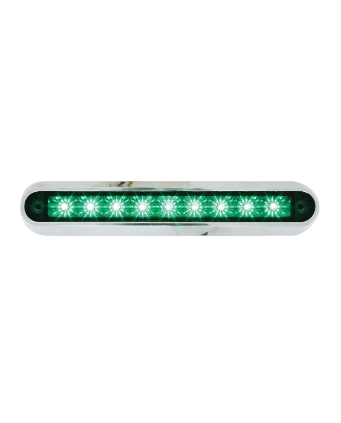 GG76096 - 6.5" GREEN 9 LED LIGHT BAR W/ CR. PLASTIC BASE MOUNT