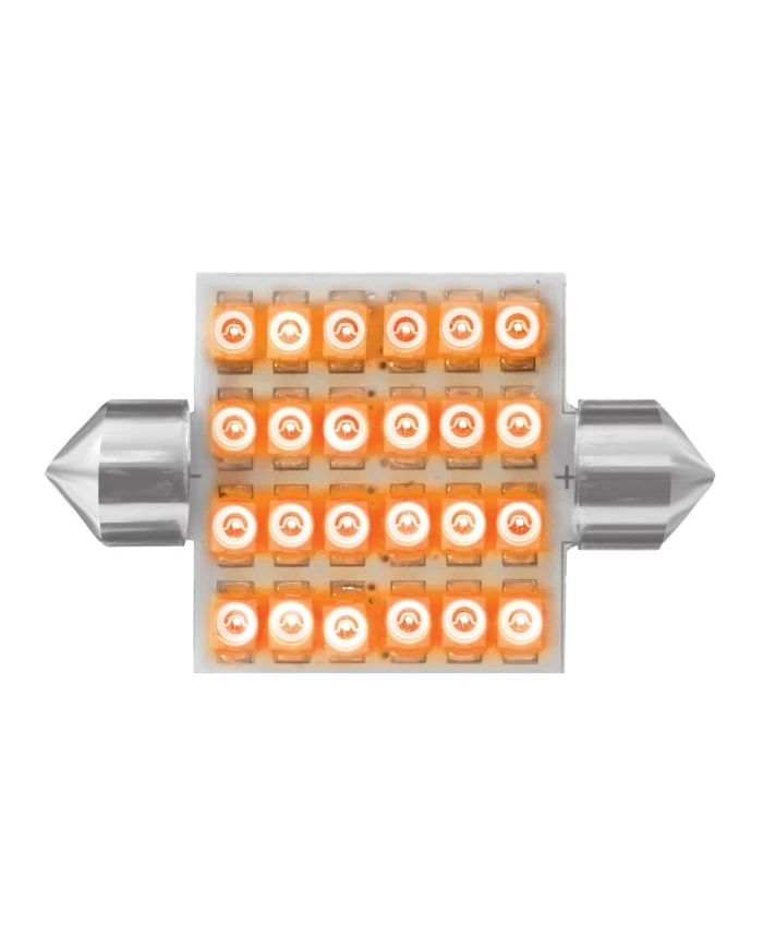 GG76110 - 211-2 AMBER 24-LED FESTOON DOME LIGHT BULBS, 12V