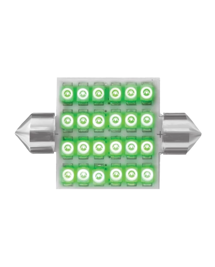 GG76112 - 211-2 GREEN 24-LED FESTOON DOME LIGHT BULBS, 12V