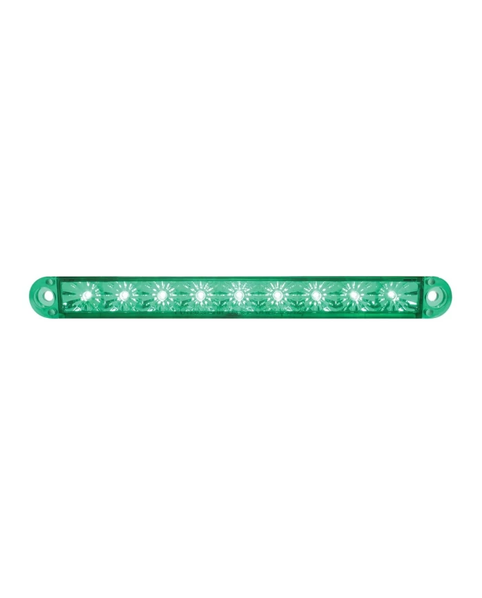 GG76146 - 6-1/2" FLUSH MOUNT GREEN 9 LED LIGHT BAR, 3 WIRES