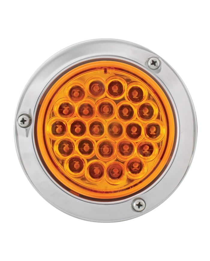 GG76490 - 4" PEARL AMBER LED STROBE LIGHT W/S.S. RIM & PIGTAIL