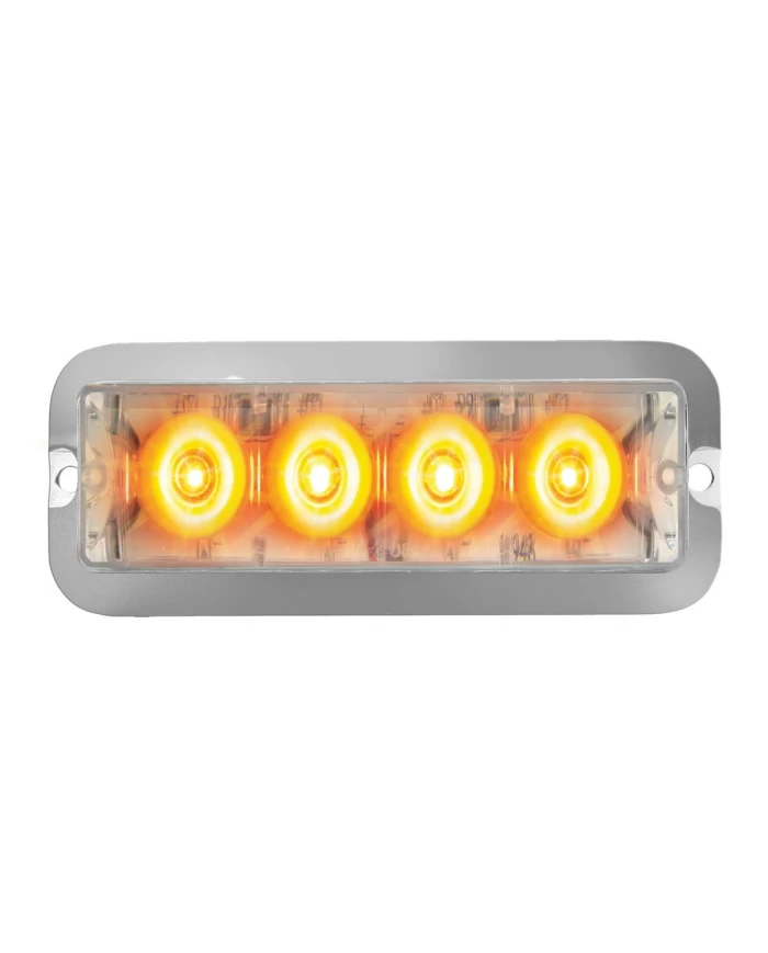 GG76531 - MEDIUM RECT. AMBER/CLEAR 4-LED 6-PULSE STROBE LIGHT, 9V~36V GG76531 - MEDIUM RECT. AMBER/CLEAR 4-LED 6-PULSE STROBE LIGHT, 9V~36V