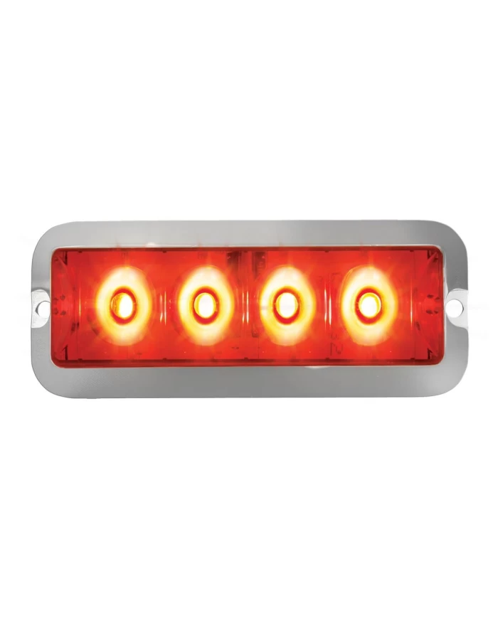 GG76532 - MEDIUM RECT. RED/RED 4-LED 6-PULSE STROBE LIGHT, 9V~36V GG76532 - MEDIUM RECT. RED/RED 4-LED 6-PULSE STROBE LIGHT, 9V~36V
