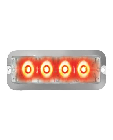 GG76533 - MEDIUM RECT. RED/CLEAR 4-LED 6-PULSE STROBE LIGHT, 9V~36V GG76533 - MEDIUM RECT. RED/CLEAR 4-LED 6-PULSE STROBE LIGHT, 9V~36V