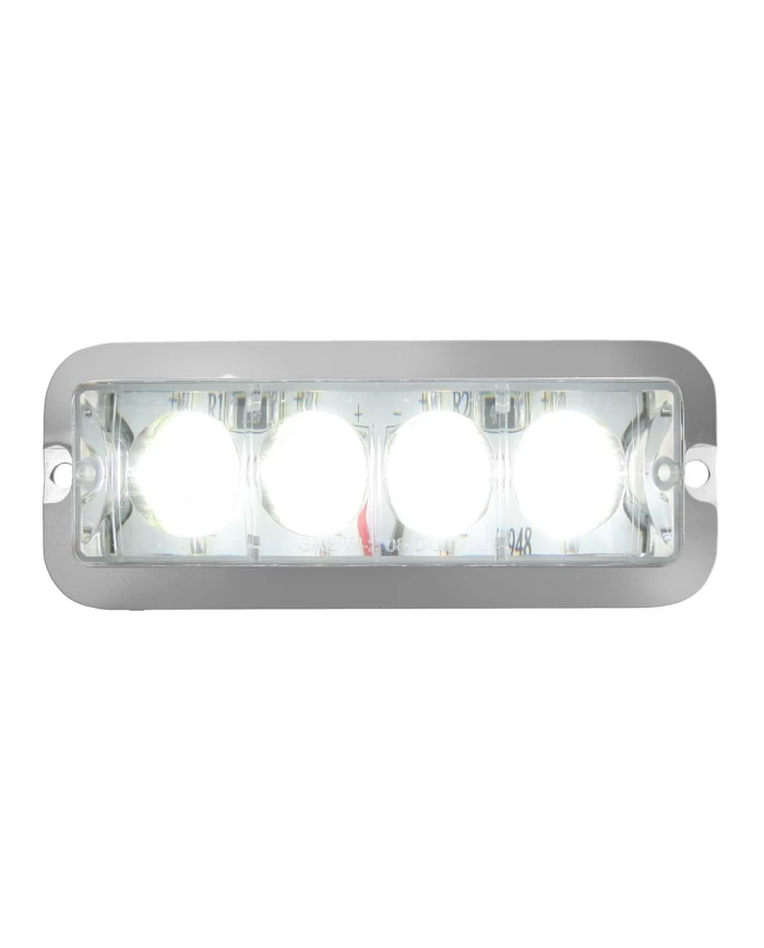 GG76534 - MEDIUM RECT. WHITE/CLEAR 4-LED 6-PULSE STROBE LIGHT, 9V~36V GG76534 - MEDIUM RECT. WHITE/CLEAR 4-LED 6-PULSE STROBE LIGHT, 9V~36V