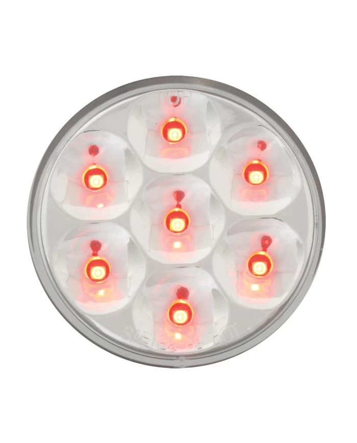 GG76548 - 2" LOW PROFILE PEARL RED/ CLEAR 7 LED DUAL/3WIRES LIGHT