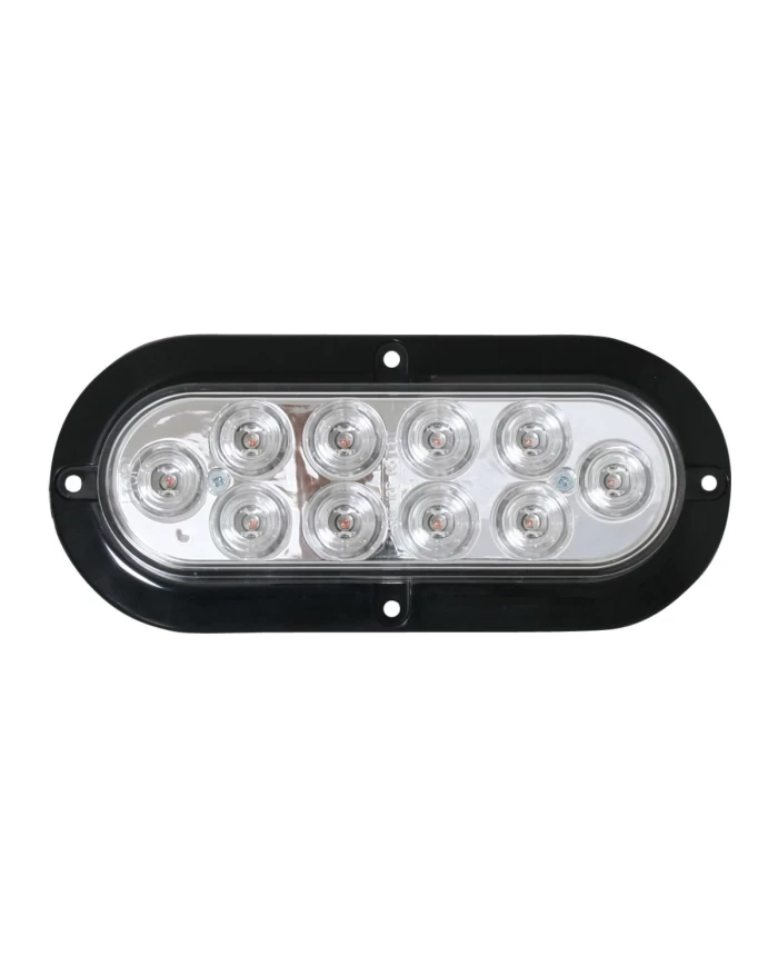 GG76873 - OVAL MEGA 10 PLUS RED/CLEAR LED W/ BLACK FLANGE & 3 WIRES