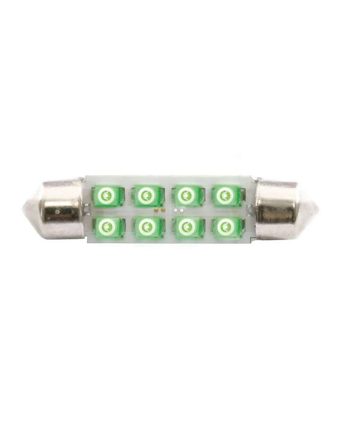 GG77152 - 211-2 GREEN 8-LED FESTOON DOME LIGHT BULBS, 12V