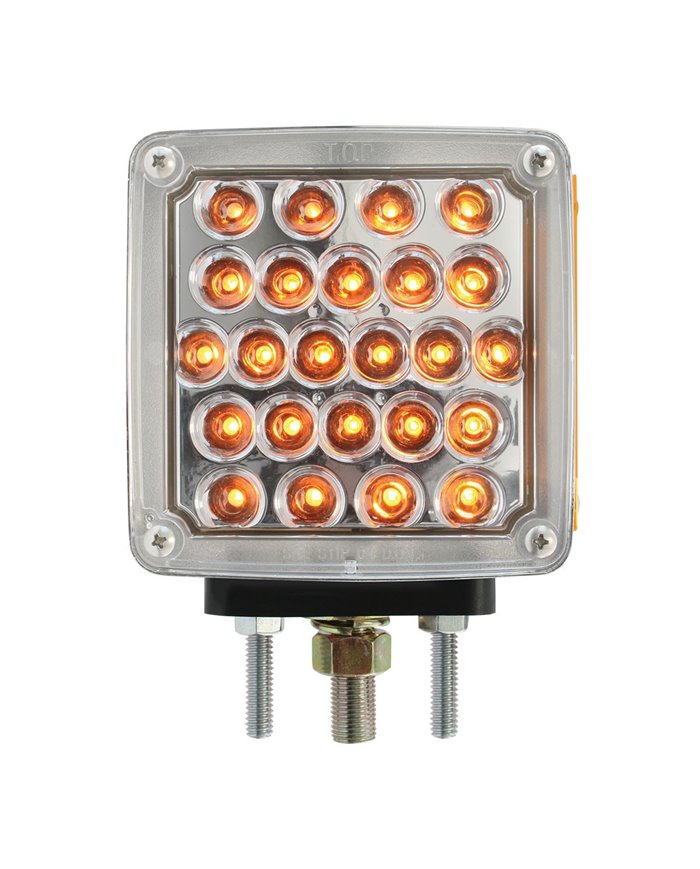 GG77622 - SQUARE 2 FACE AMBER/AMBER LED PEDESTAL PEARL LIGHT, CLR LENS