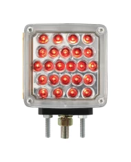 GG77623 - SQ. 2 FACE AMBER/RED PEARL LED PEDESTAL LIGHT, CLEAR LENS,L/H